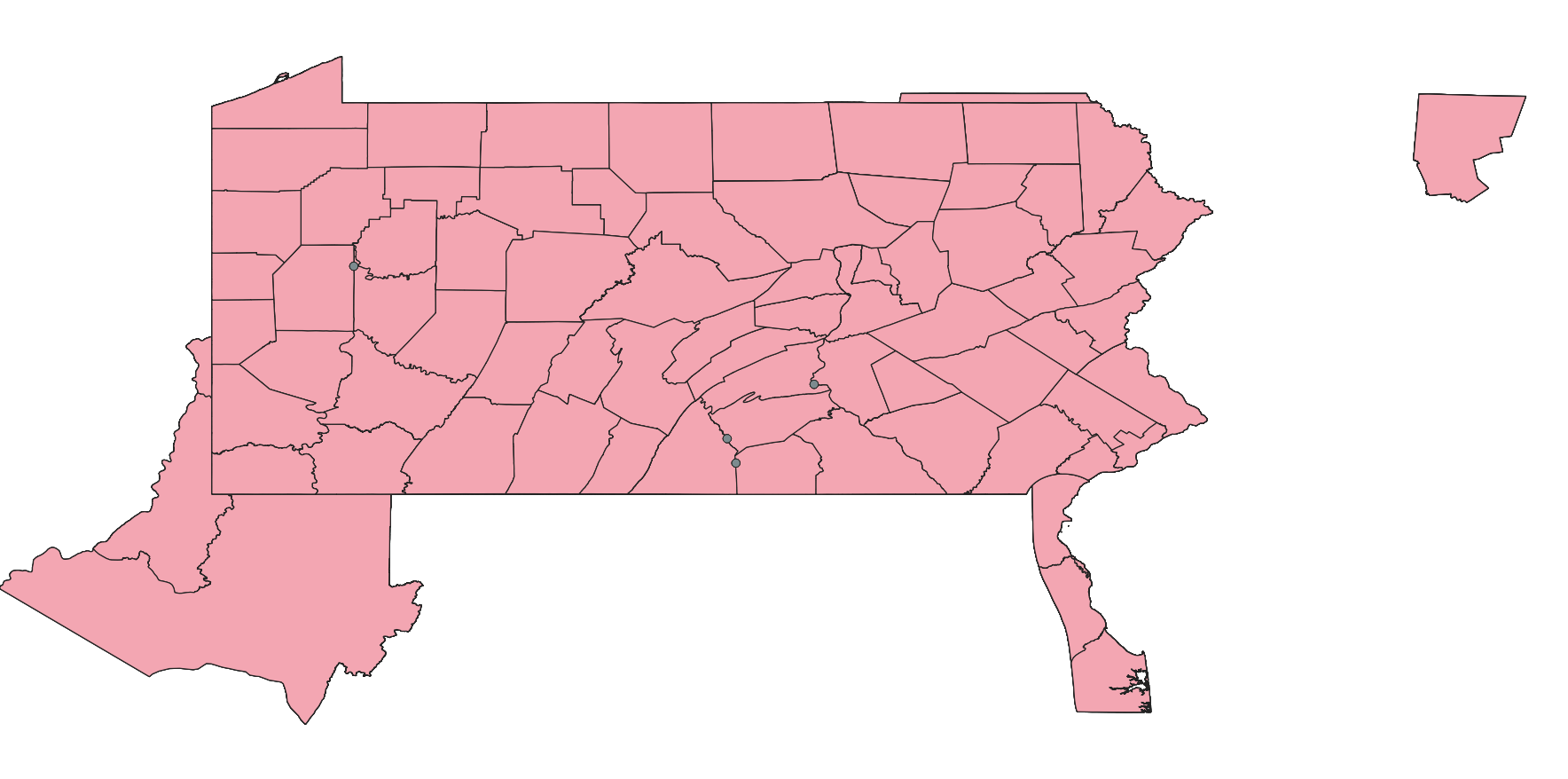 Pennsylvania Historical County Boundaries Map Dataset