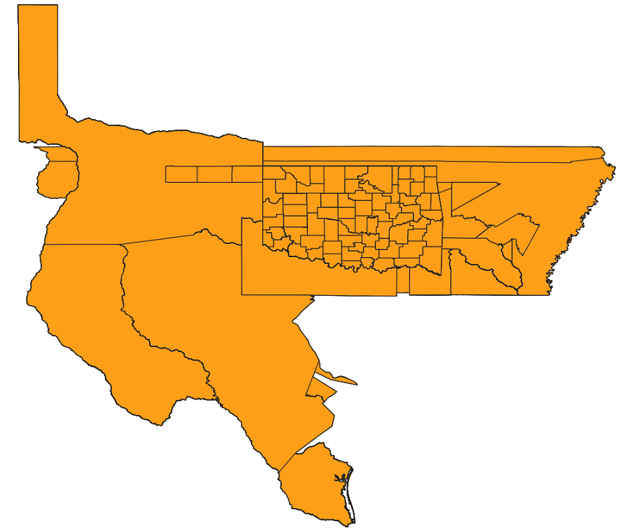 Historical County Boundaries Map Dataset of Oklahoma