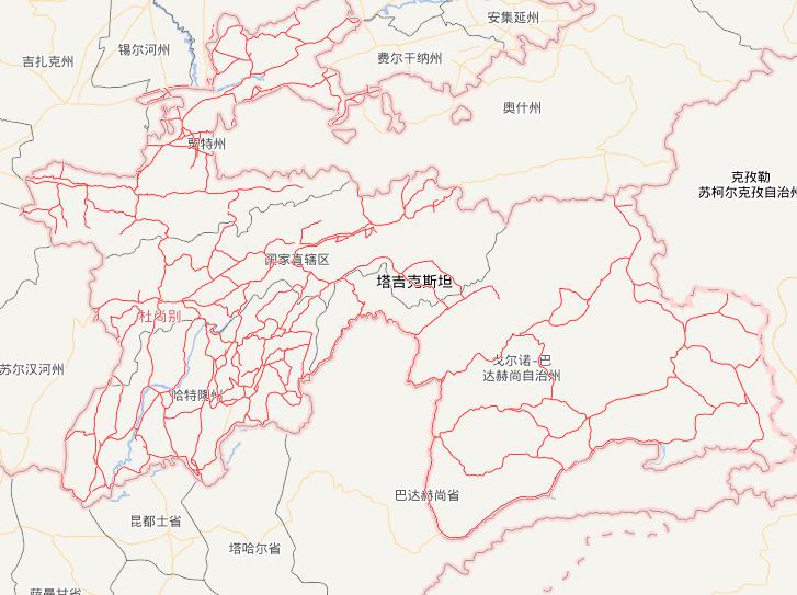 Online Map of Highway in Tajikistan