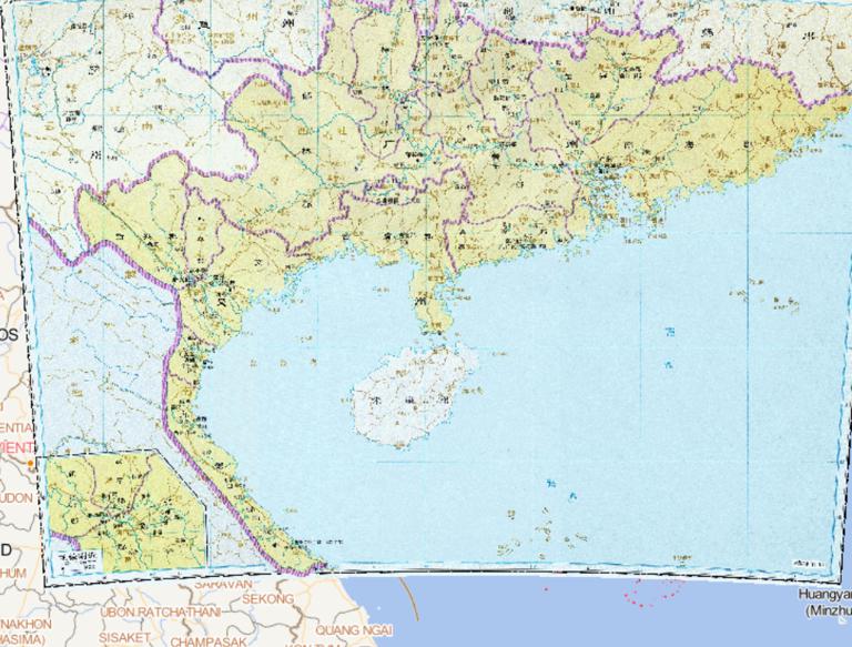 Historical map of Jiaozhou , Guangzhou  in Western Jin Dynasty in China