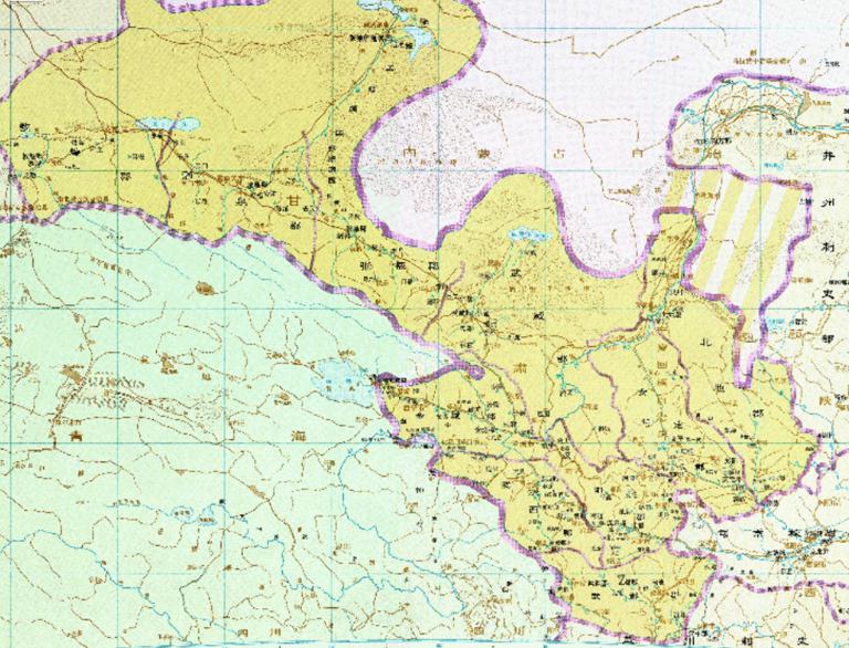The historical map of the Liangzhou Department of state China in the Eastern Han Dynasty