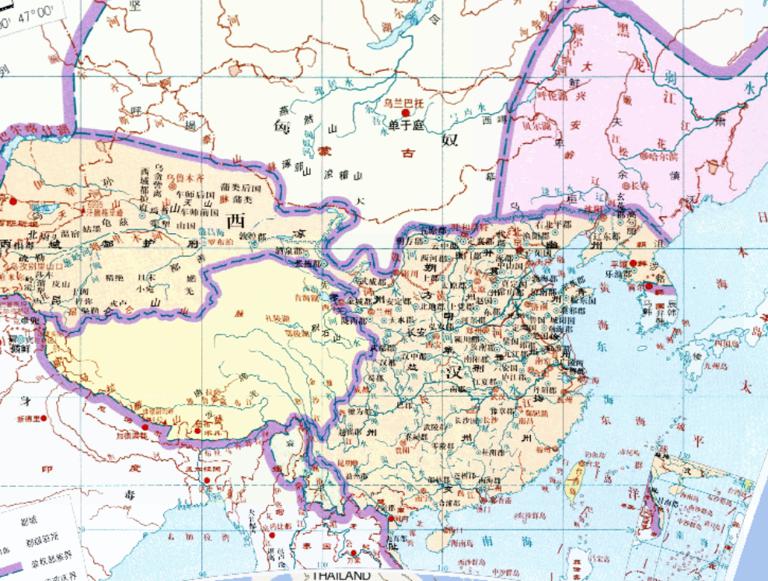 The Historical Map of the Western Han Dynasty in China